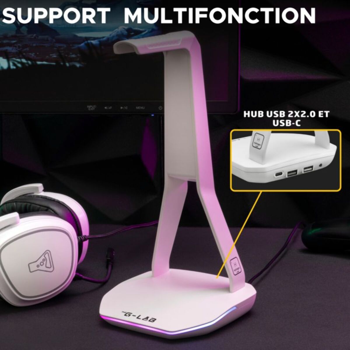 Support casque gamer THE G-LAB K STAND HYDROGEN W