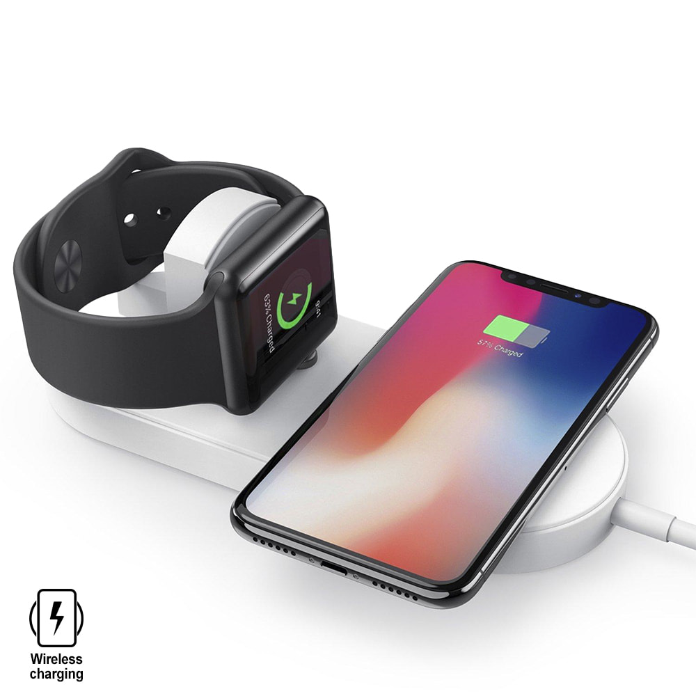 Caricabatterie wireless Qi compatibile con la ricarica rapida Fast Charge per iPhone, Samsung, Smartphone e iWatch
