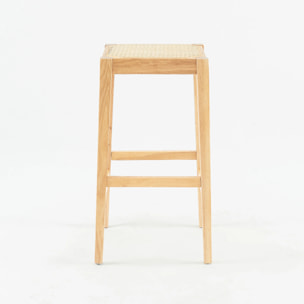 Tabouret pour îlot central 65 cm en cannage et bois - Kappa