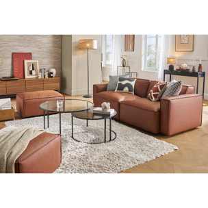 Canapé modulable vintage 3 places en cuir marron SPLIT