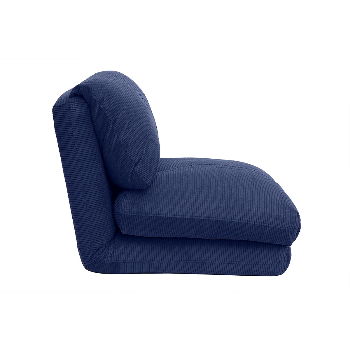 Chauffeuse 1 place convertible en tissu velours côtelé bleu foncé SPENCER