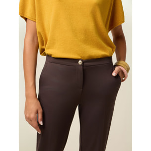 Oltre - Pantalones pitillo en punto milano - Marrón