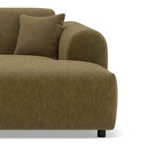 Aumance - canapé droit 4 places avec double méridienne assise profonde en velours texturé - Vert