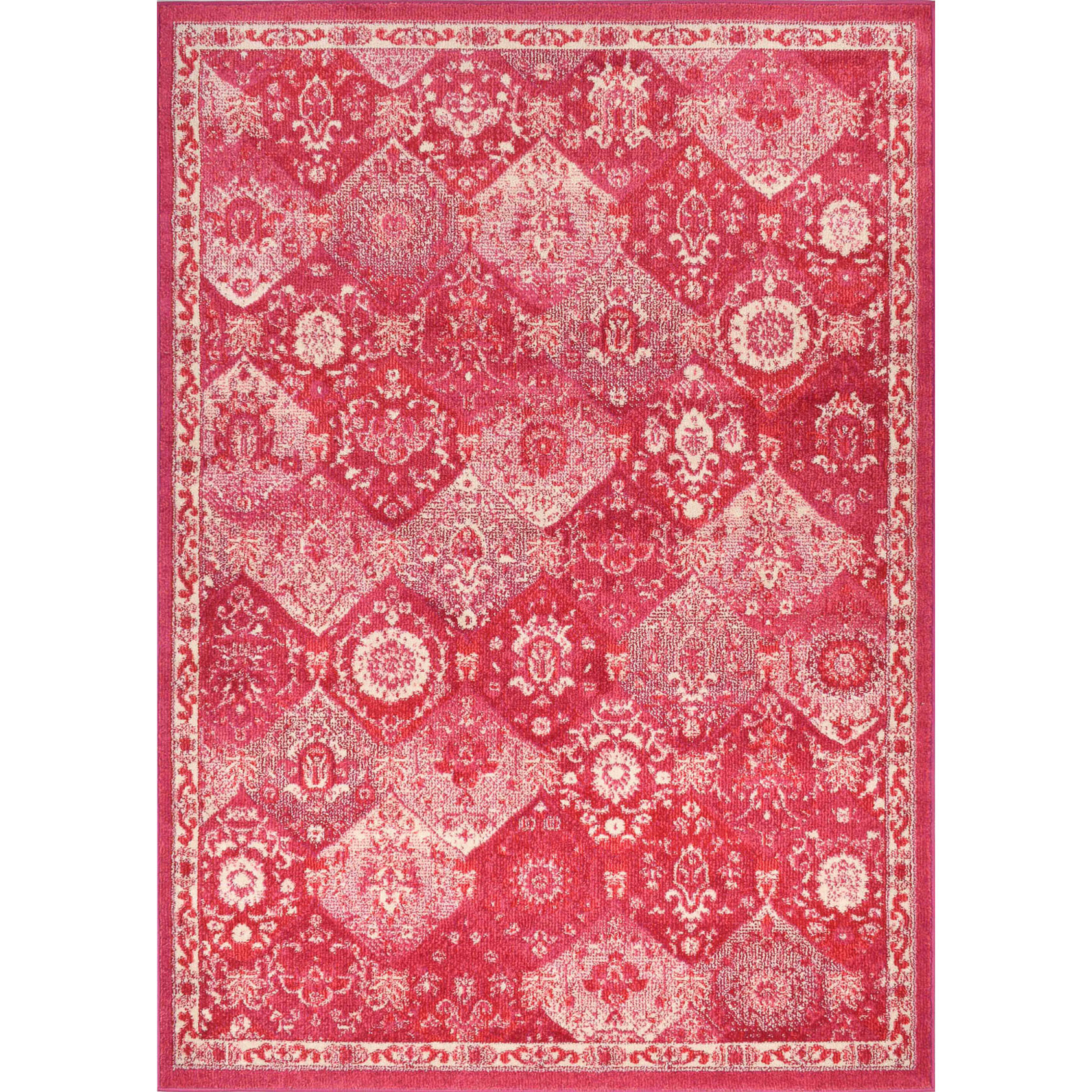 Anatolia - Tapis de salon vintage, rose framboise