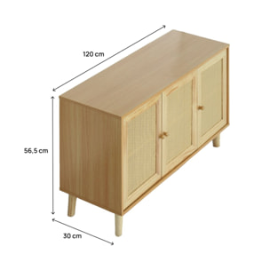 Buffet style cannage "Neuille" - 120 x 40 x 71.5 cm - Beige