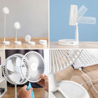 Ventilatore ricaricabile pieghevole 3 in 1 Fandle - 5 V - bianco e argento - 19,8 x 36-100 x 19,8 cm