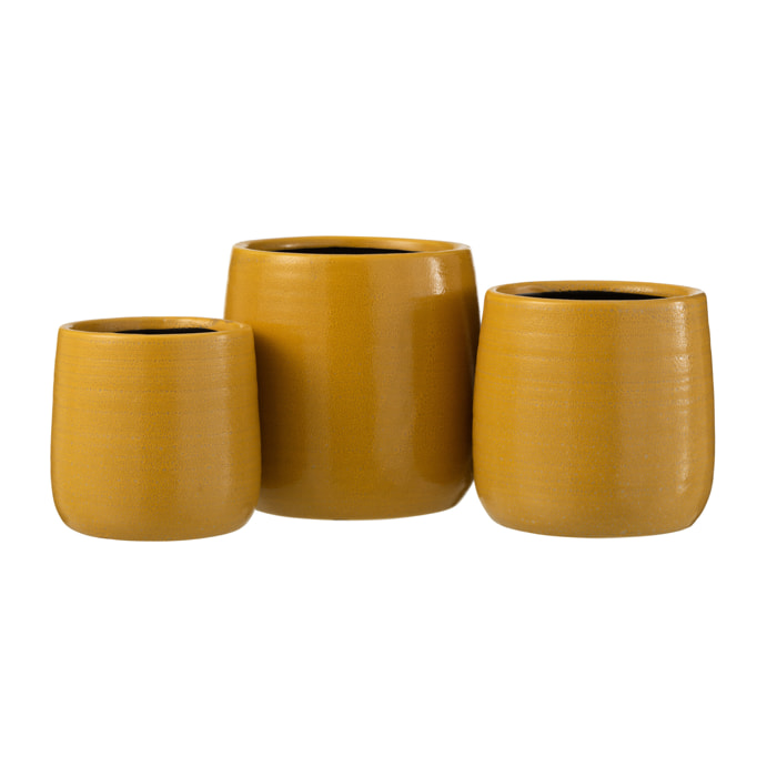 J-Line cache-pot Uni - céramique - ocre - large - Ø 16.5 cm