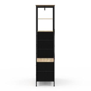 Dressing Iris penderie et 7 tiroirs bois et noir