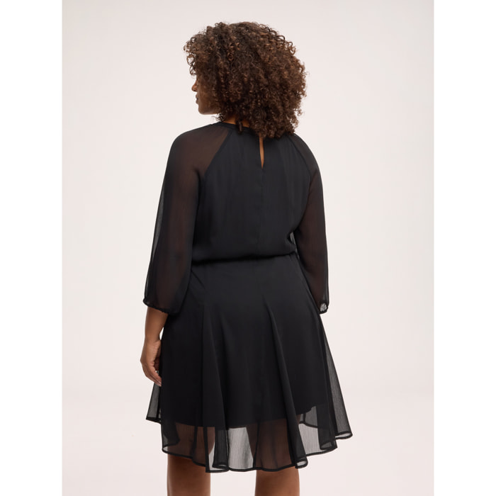Fiorella Rubino - Vestito corto svasato in georgette - Nero
