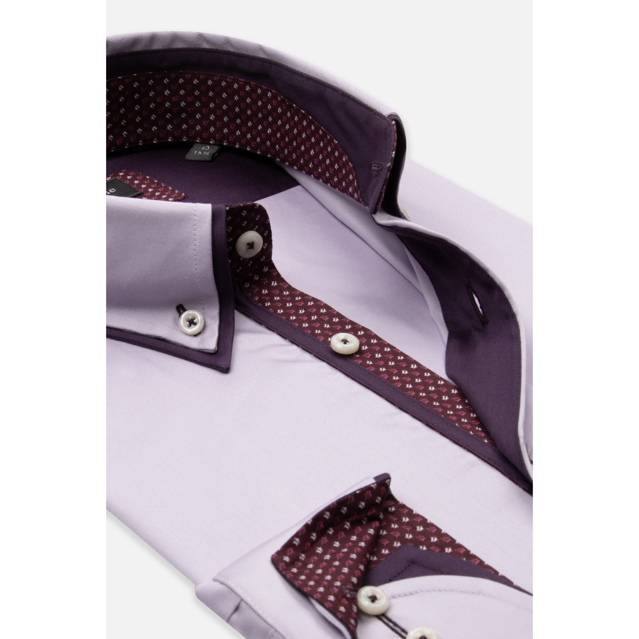Camicia Uomo Botton Down Slim Satin Unito Lilla