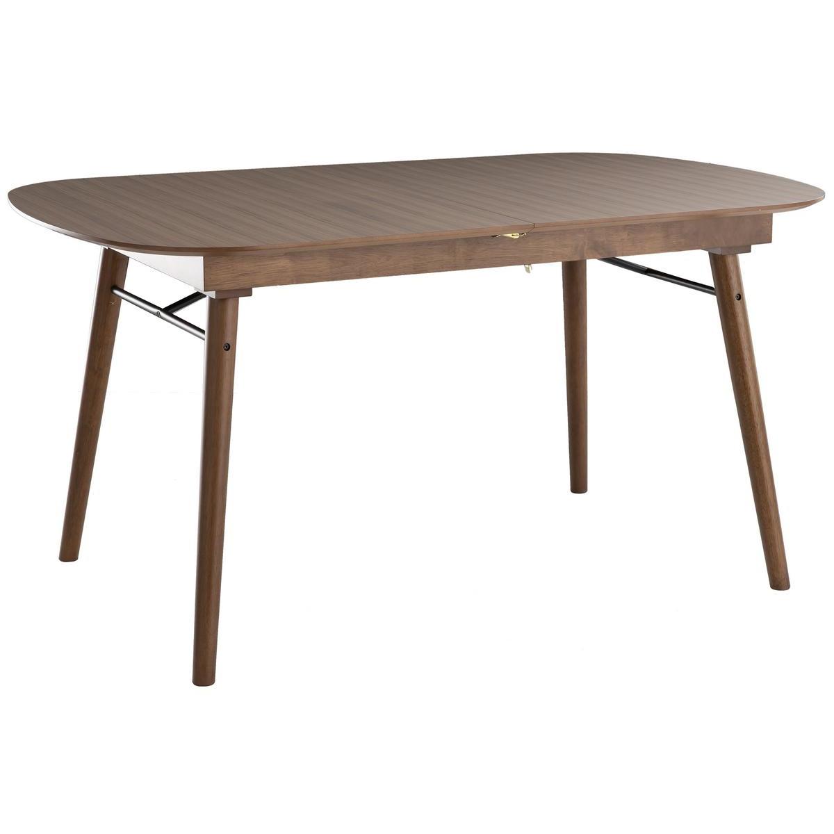 Table extensible rallonges intégrées rectangulaire en bois foncé noyer L150-180 cm SHELDON