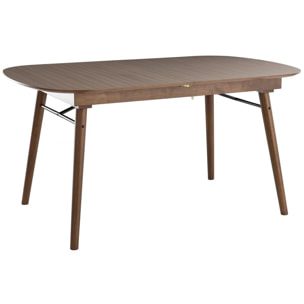 Table extensible rallonges intégrées rectangulaire en bois foncé noyer L150-180 cm SHELDON