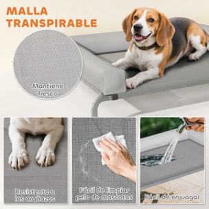 Cama Elevada para Perros Refrescante con Refuerzos Extraíbles Cama Elevada para Perros Medianos Portátil con Malla Transpirable Marco de Acero para Interior Exterior 110x75x30 cm Gris Claro