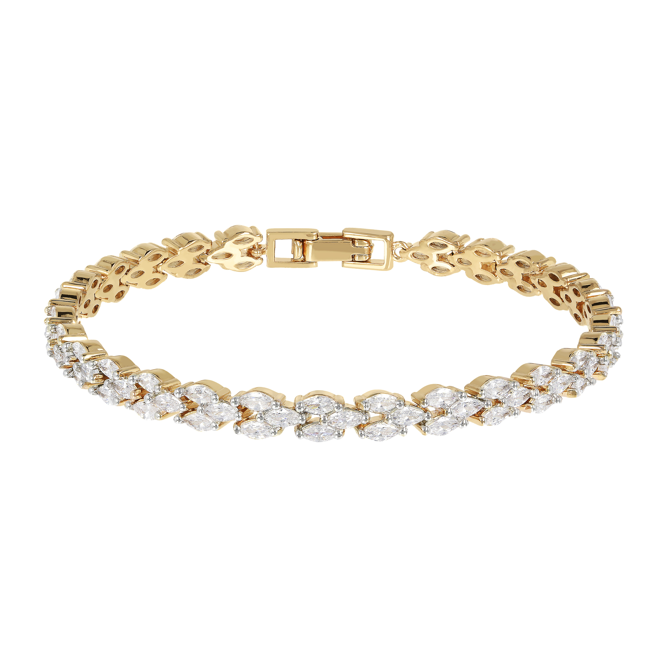 Bracciale Tennis Golden Design Treccia con Cubic Zirconia