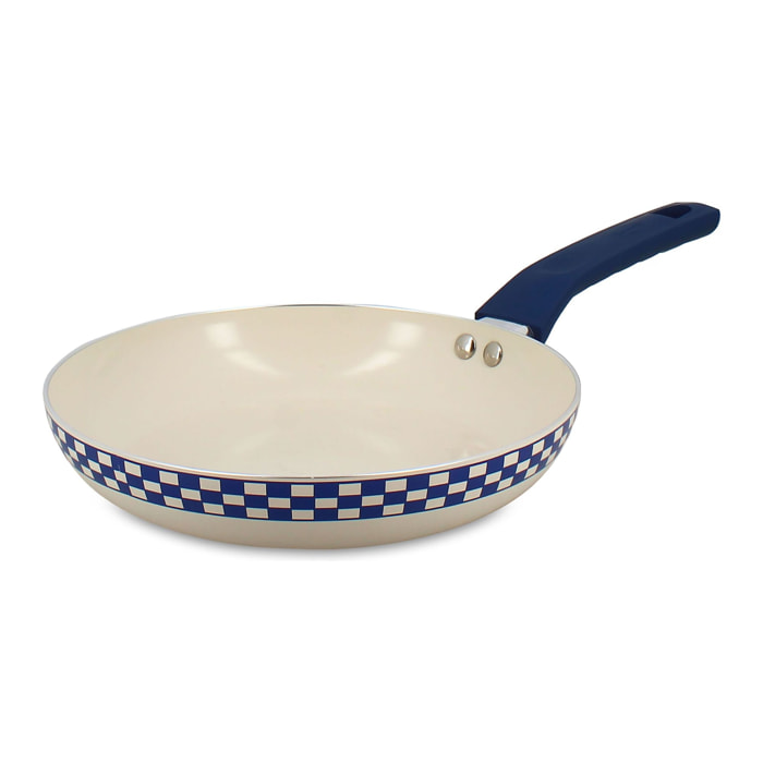 Poêle 28cm en aluminium recyclé et antiadhésif bleu - tout feux GINETTE