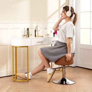 Taburete de Bar Taburete Giratorio Regulable en Altura 52-66 cm Tapizado en Pana Giratorio en 360° Silla Alta para Cocina Comedor Tocador Mostrador Marrón