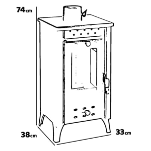 Matilde - Stufa a legna 7,7 Kw 33x38,5xH74 cm, colore nero