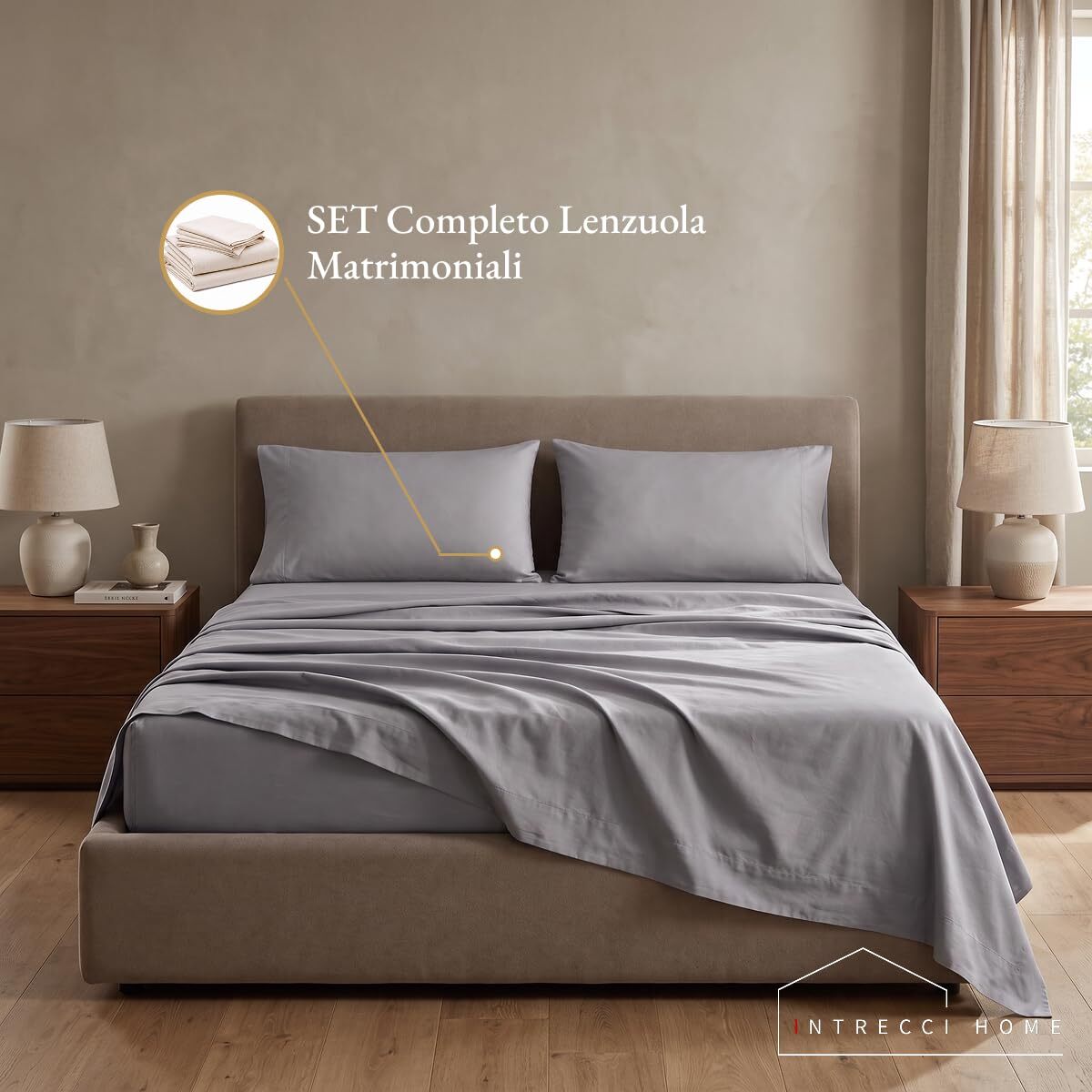 Completo lenzuola in cotone - Grigio