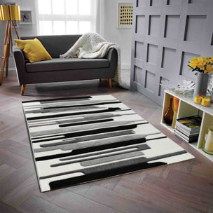 KOSTO - Tapis de salon moderne avec design graphique gris