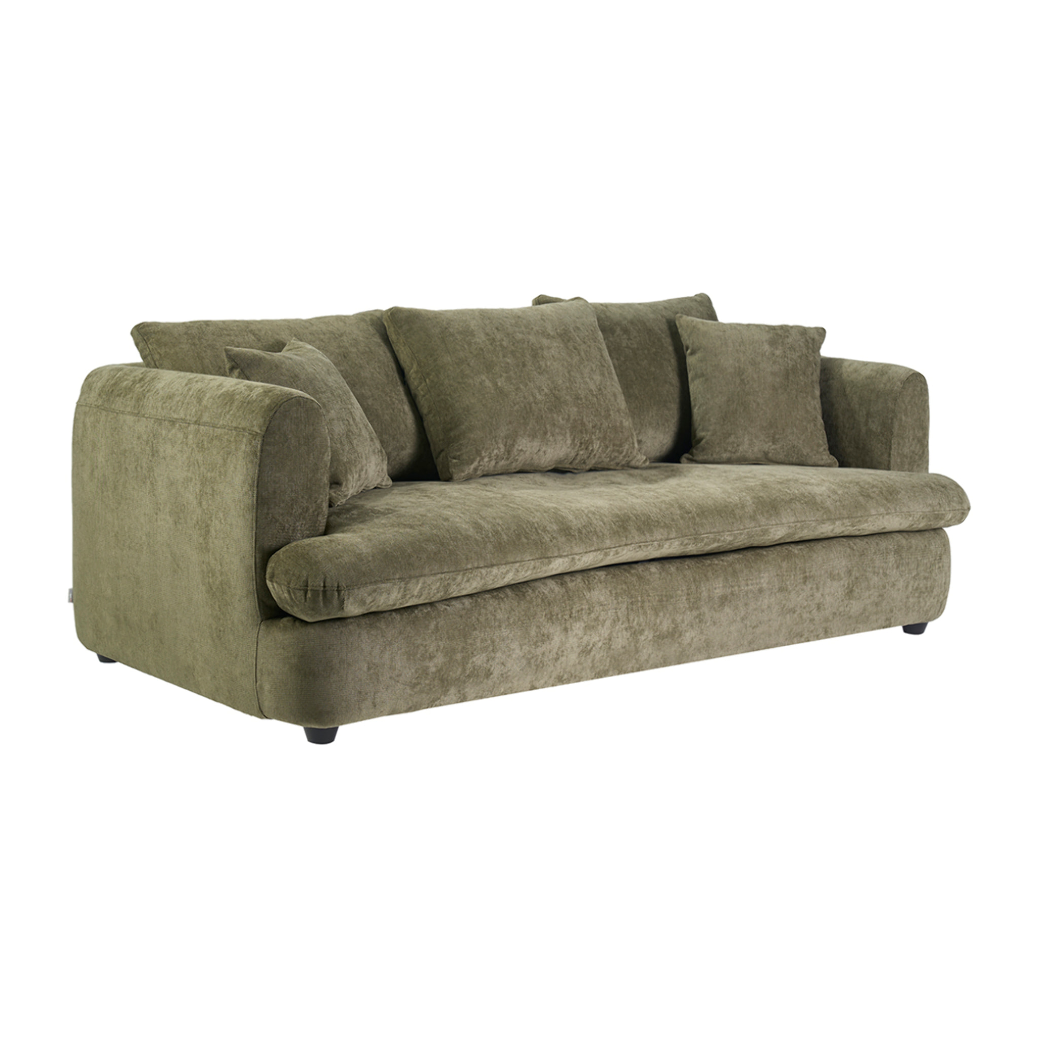 Canapé convertible déhoussable 3-4 places design haricot en tissu effet velours texturé vert kaki SACHA