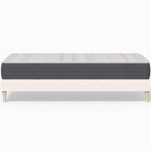 Pack lit en velours côtelé + Matelas mémoire de forme - DINA & MEMO HR