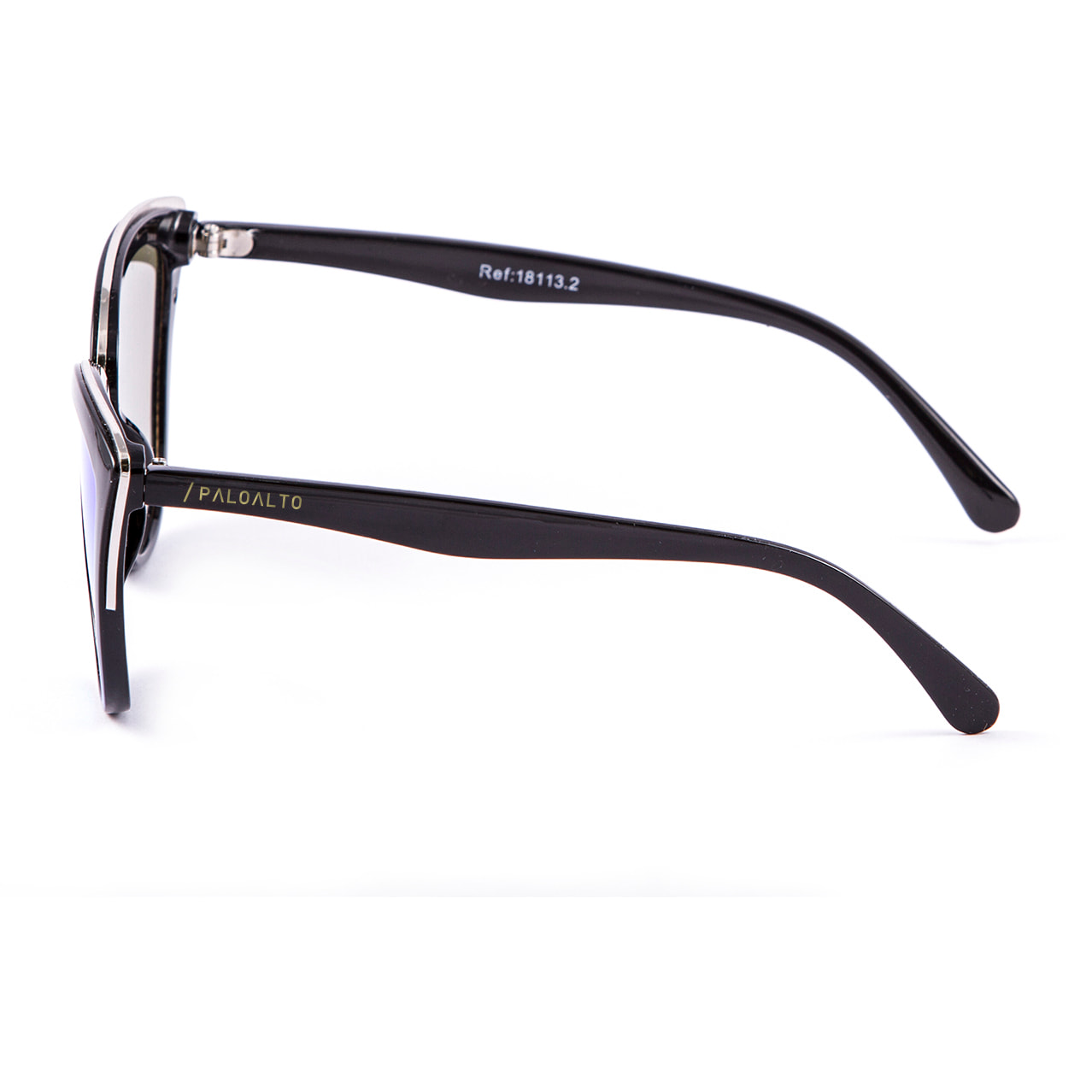 Gafas de sol PALO ALTO SEATTLE - De metal negro brillante y plateado brillante / Plana de pc con espejo plateado real