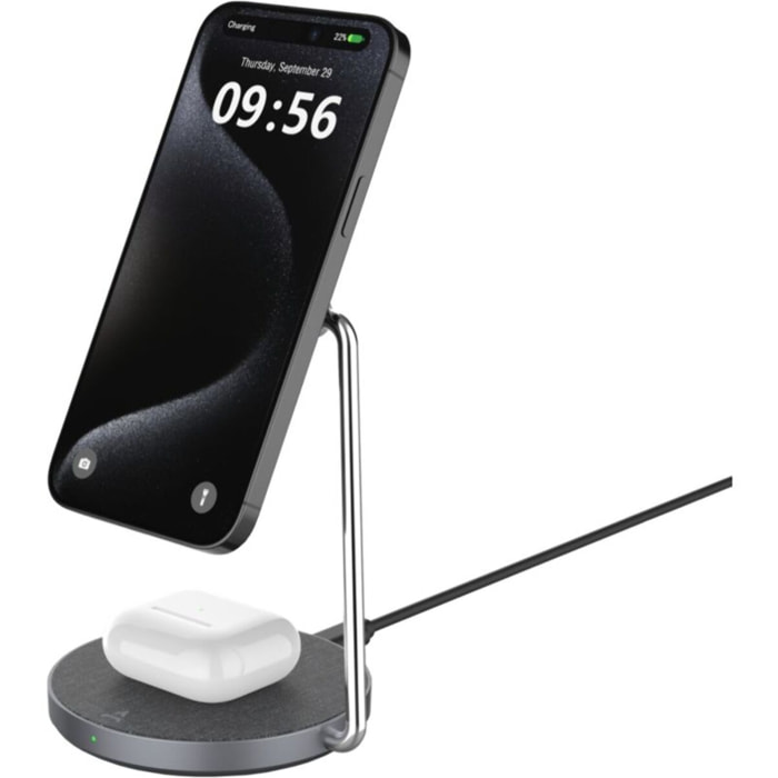 Chargeur induction ADEQWAT stand compatible Qi2/MagSafe 2 en 1 15W