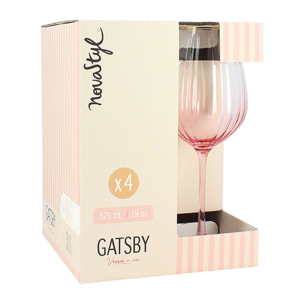 Lot de 4 verres à pied en verre 57,5cl rose GATSBY