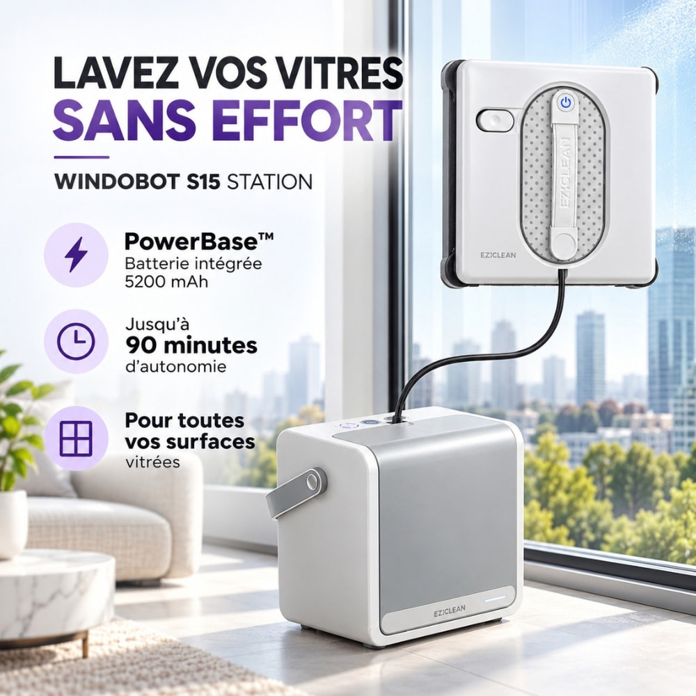 Robot Lave-vitres avec Station eziclean®Windobot S15 Station ULTRA