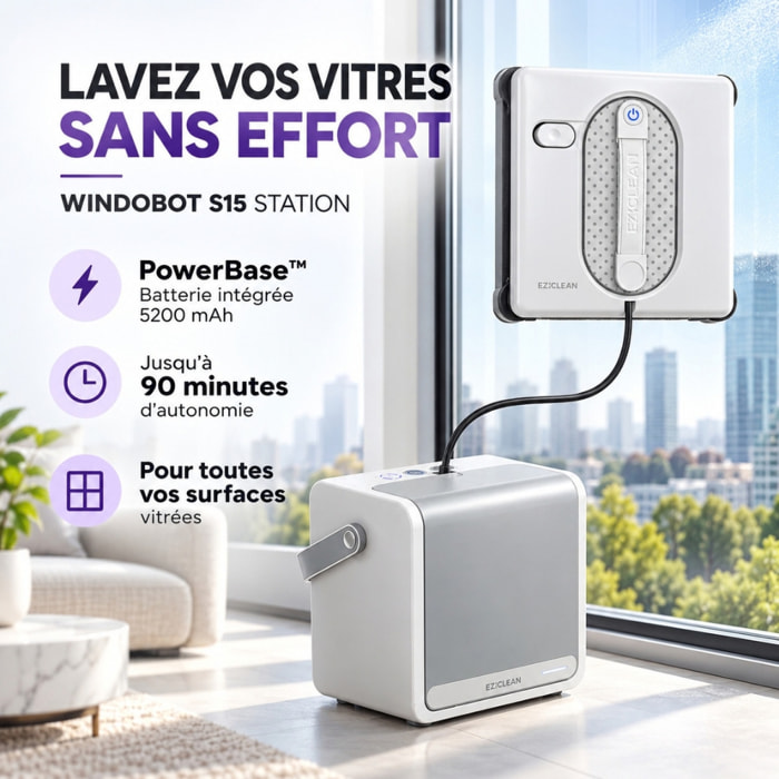 Robot Lave-vitres avec Station eziclean®Windobot S15 Station ULTRA