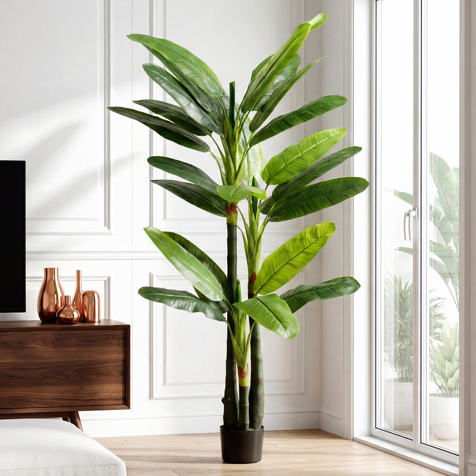 Plante artificielle bananier H.180 cm 18 feuilles grand réalisme