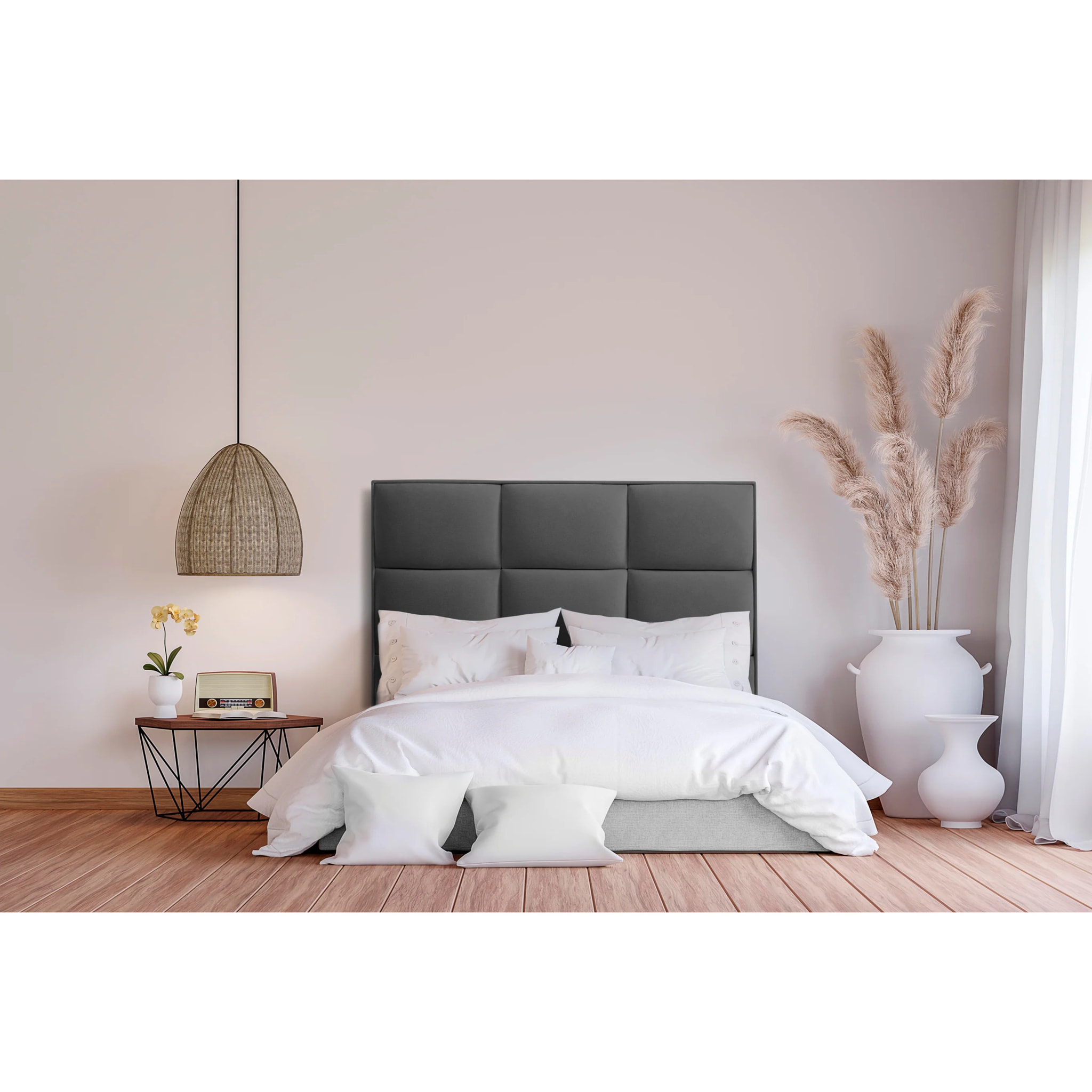 Cabecero de madera tapizado en tela para cama de 105 115x132