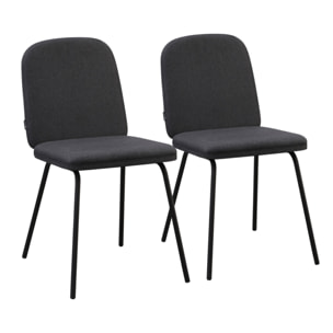 Set 2 sedie elegati in tessuto grigio scuro con gambe nere - Karen