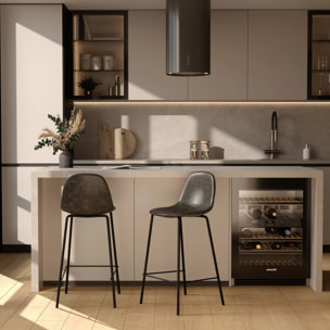 Lot de 2 chaises pour îlot central 65 cm en cuir synthétique gris - Henrik