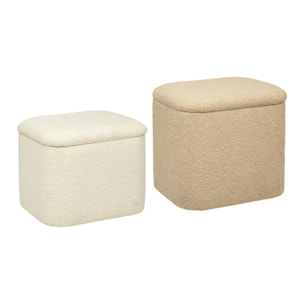 Set de 2 poufs "Dani" en bouclette L37,5/41,5cm