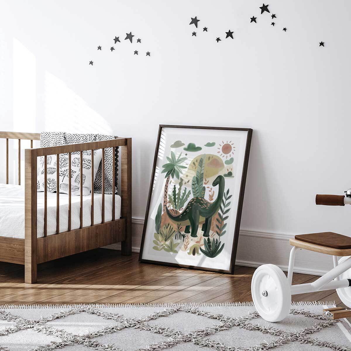 Affiche enfant le monde de coco dino  Affiche + cadre en bois - Noir