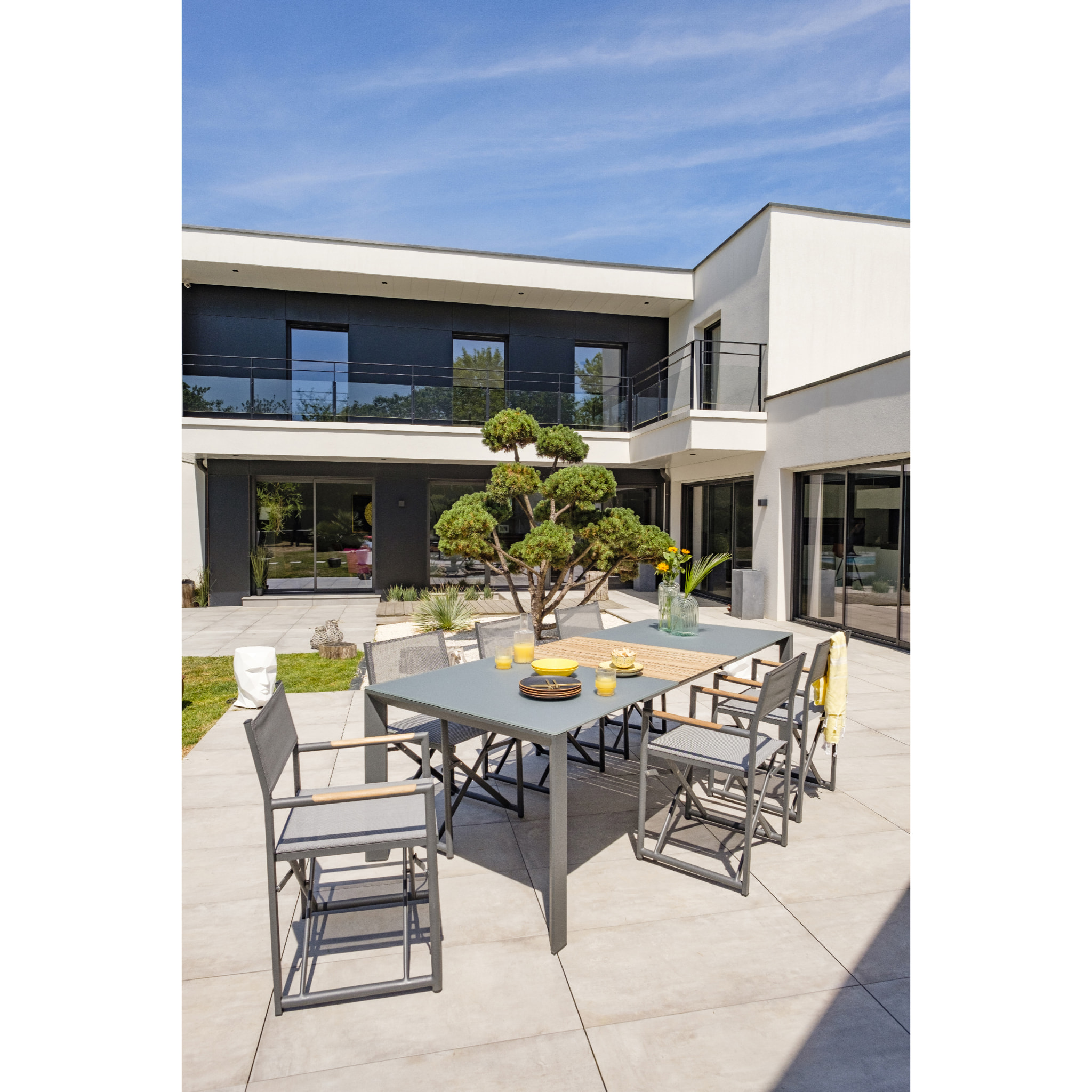 HONFLEUR - Fauteuil de jardin en toile plastifiée et aluminium