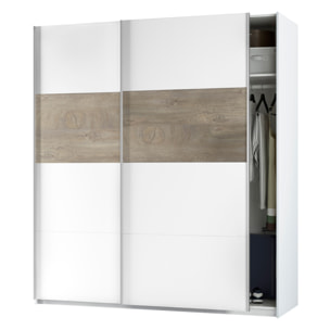 Armario 2 Puertas Correderas 200x180x60 Cm Blanco Artik / Roble Alaska