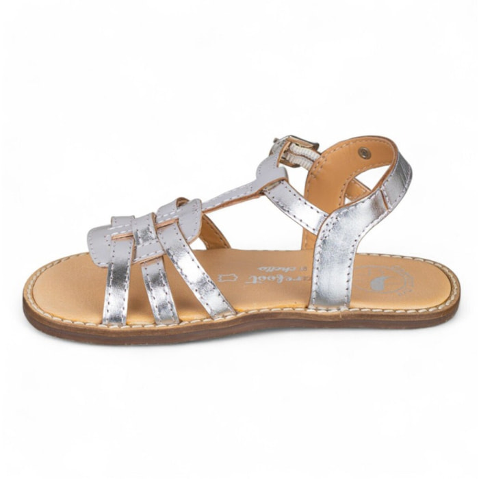 SANDALIA BAREFOOT PIEL CHETTO PLATA