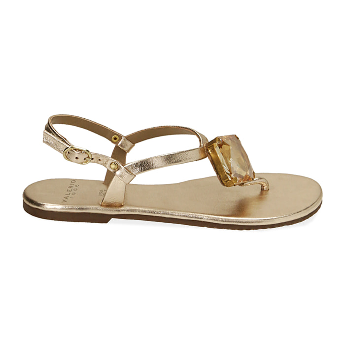 Sandali flat oro in pelle