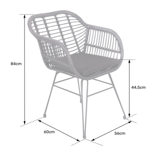 Lot de 2 fauteuils en rotin synthétique noirs avec coussins CINTA