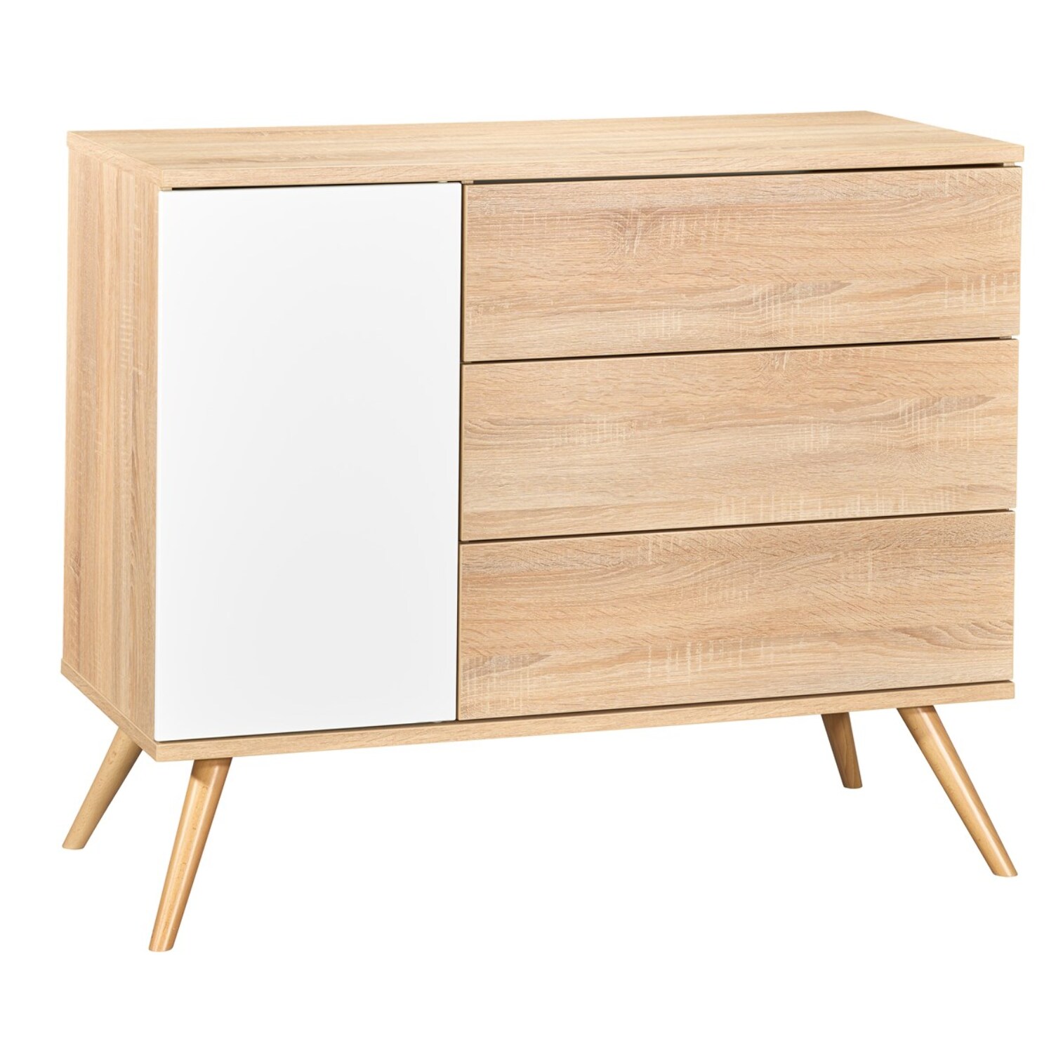 Commode 1 porte 3 tiroirs en bois