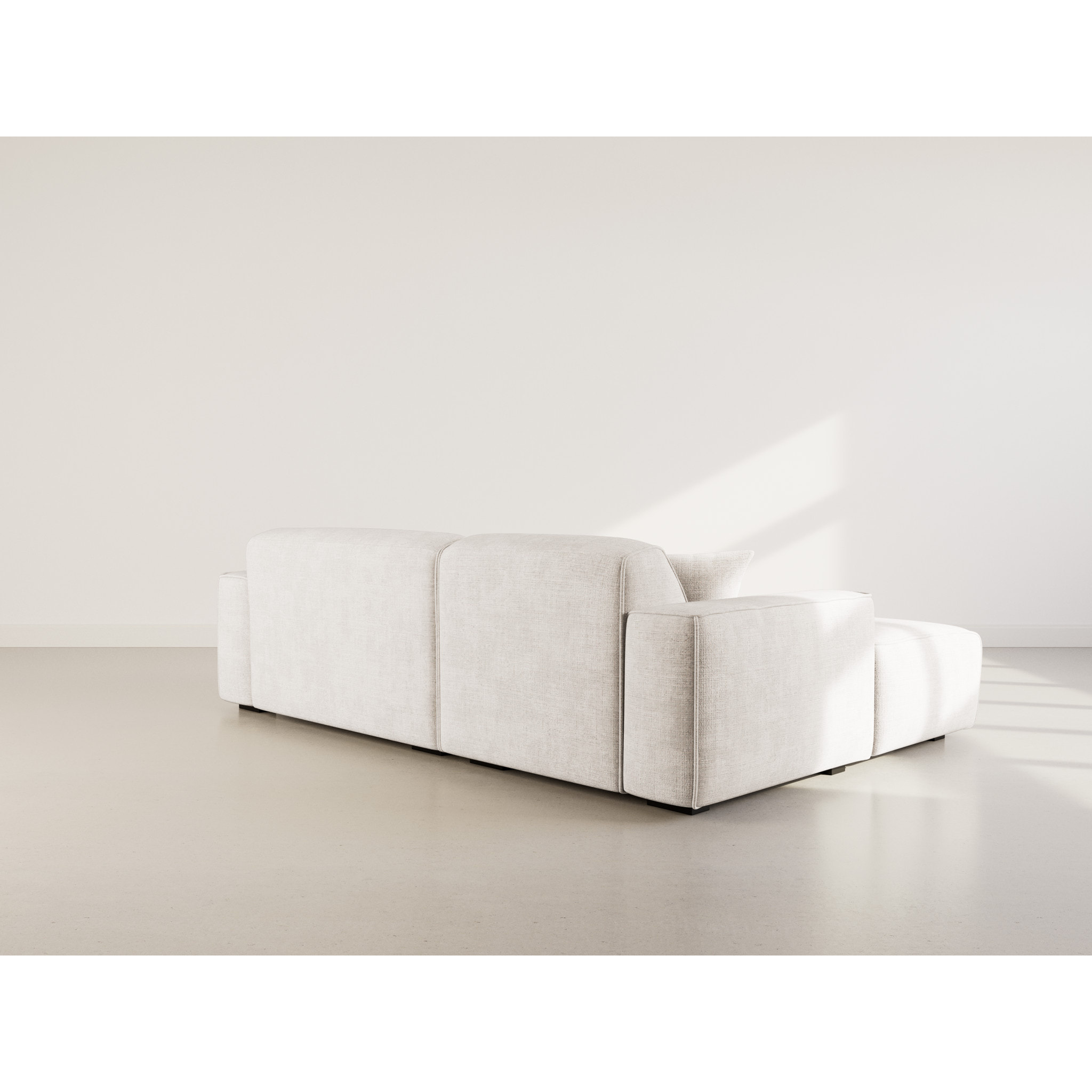 Lison - Canapé d'angle gauche 4 places en velours texturé - Beige