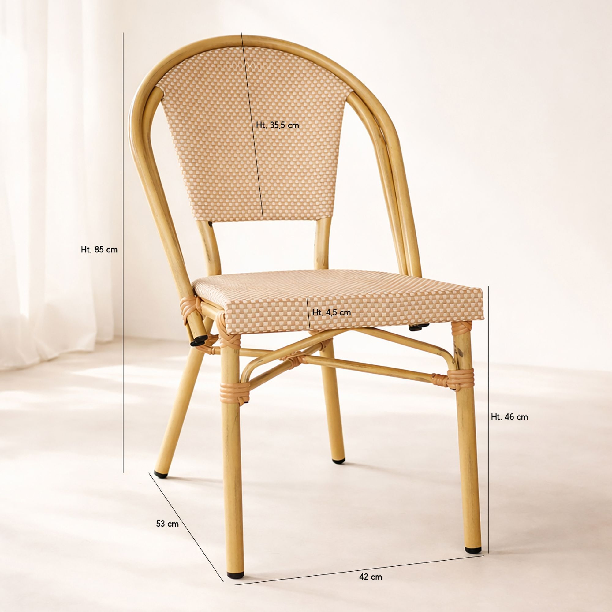 Lot de 2 fauteuils de table beige et structure en aluminium AMALFI