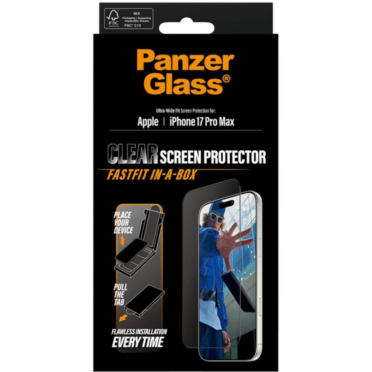 Protège écran PANZERGLASS iPhone 17 Pro Max verre Pose facile