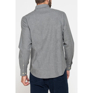 CAMICIA DI FLANELLA IN COLORI TINTA UNITA CON TASCHINO