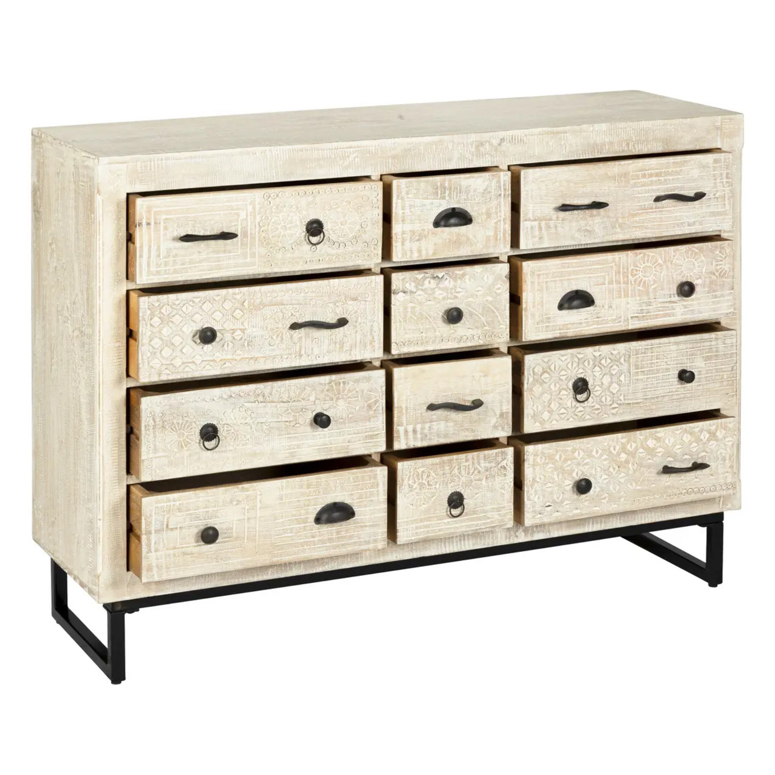 Commode 12 tiroirs "Ajay" manguier 12 tiroirs