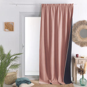 Rideau thermique phonique et semi occultant à galons fronceurs KONFOR - Rose