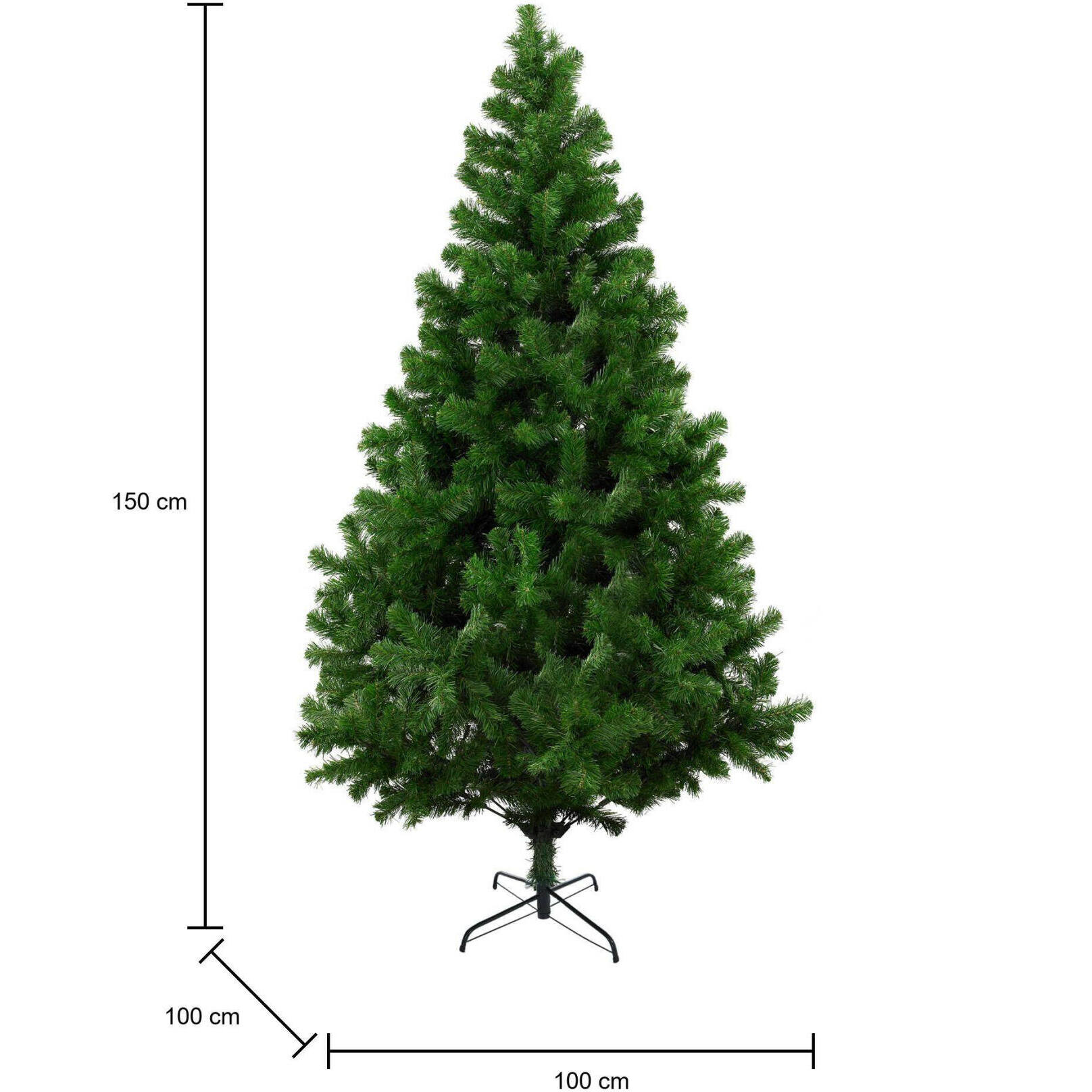 Albero di Natale 150 cm Evergreen, Pino artificiale, Albero effetto reale, Alberello natalizio extra folto, 86x86 h150 cm, Verde