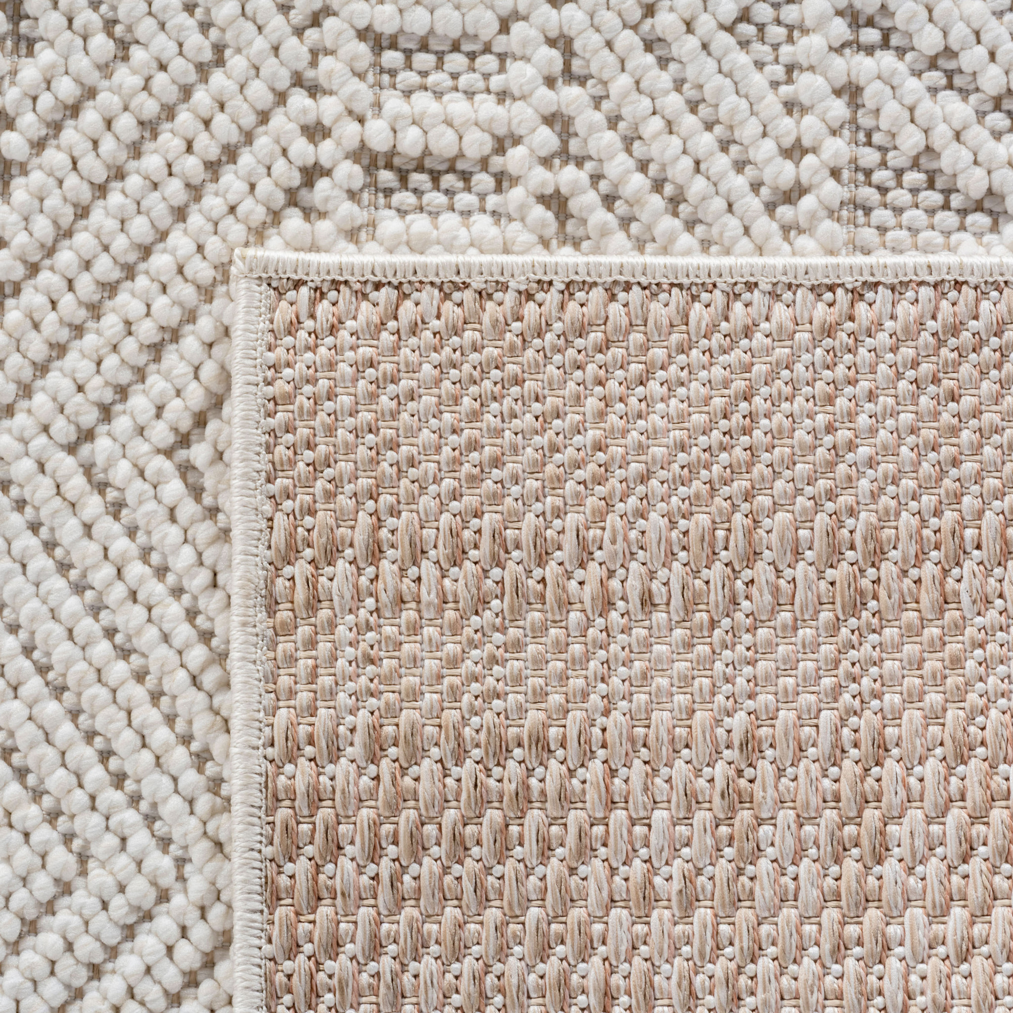 HELIX - Tapis moderne effet laine bouclé à motif berbère en relief crème